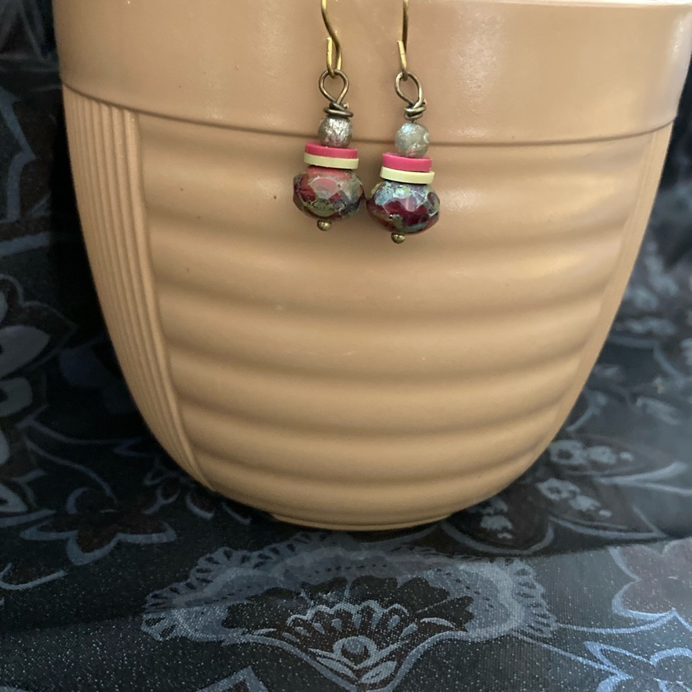 Natural Stone Artisan Beaded Drop Earrings